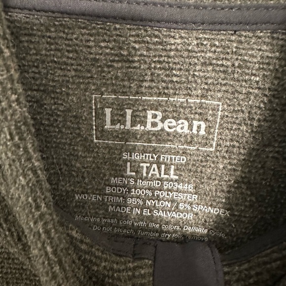 L.L. Bean LT Large Tall Full Zip Light Fleece Gray Jacket Slightly Fitted Men’s - Picture 5 of 8